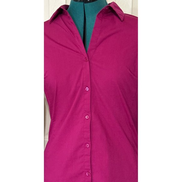 Worthington Brand V-Neck Blouse Burgundy Color Cotton Poly Blend Women's Size 4 - Picture 5 of 15
